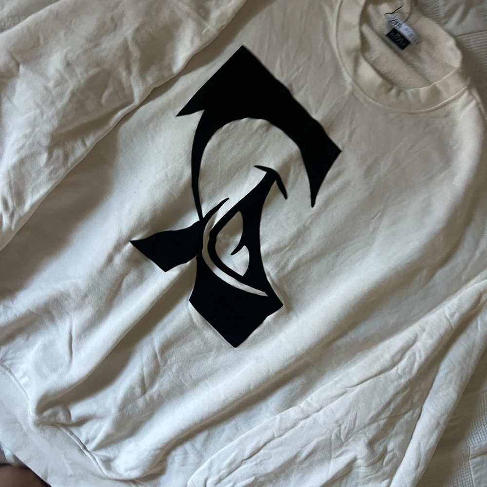 Zara Cream and Black Sweatshirt with Bold Graphic